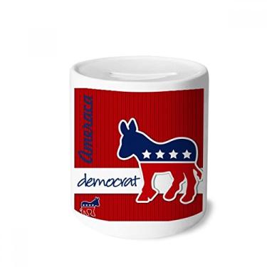 Imagem de DIYthinker America Donkey Emblem Democrat Money Box Saving Banks Ceramic Coin Case Kids Adults