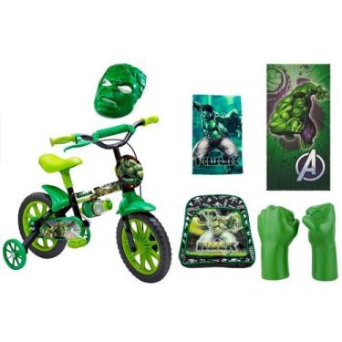 Imagem de Bicicleta Infantil Aro 12 Hulk Com 6 Itens - Kall Bike