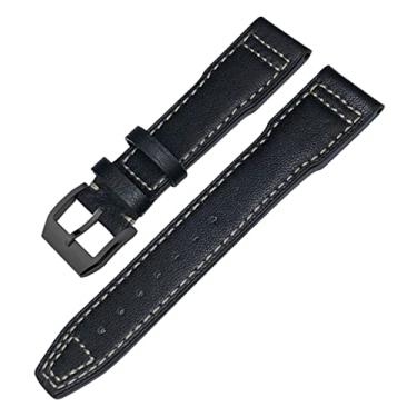Imagem de AEMALL Pulseira de couro genuíno para IWC Mark XVIII Le Petit Prince Pilot's Watch 20mm 21mm 22mm Pulseira de couro (cor: preto branco preto, tamanho: 20mm)