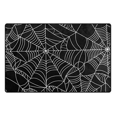 Imagem de Tapete de área ALAZA My Daily Spiderteia de aranha preto e branco, 9,5 cm x 1,7 m, sala de estar, quarto, cozinha, tapete impresso, exclusivo, leve