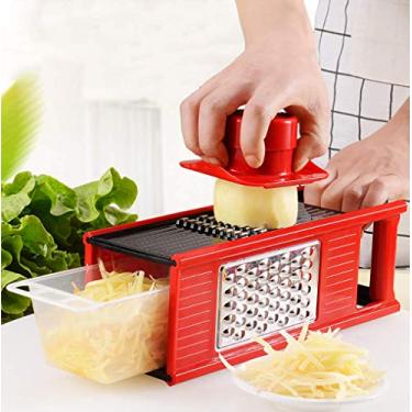 Imagem de Picador de vegetais 5 em 1, ralador de caixa portátil para alimentos picador de vegetais picador de batata ralador de tomate/aço inoxidável seguro raladores de cozinha de 4 lados