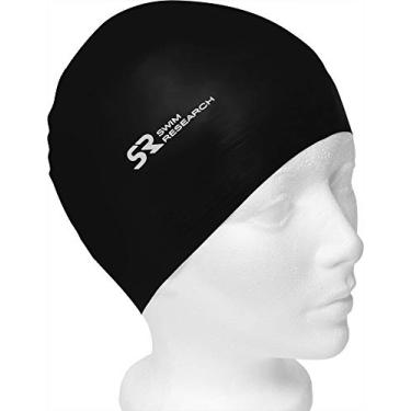 Imagem de Touca de natação de látex sólido durável da Swim Research, Black-3PK