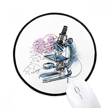 Imagem de Mousepads redondos antiderrapantes Chemistry Kowledge Microscópio preto com bordas costuradas presente de escritório