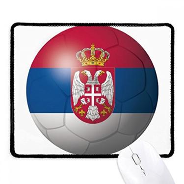 Imagem de Mousepad de futebol da bandeira nacional da Sérvia com borda costurada, tapete de borracha para jogos