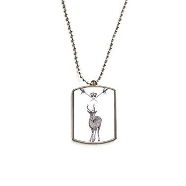 Imagem de DIYthinker Colar com pingente de espada de alce coroa animal estilo barroco corrente de aço inoxidável com pingente de identificação para cães