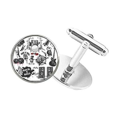 Imagem de DIYthinker Abotoaduras com clipe de botão redondo com combinação de instrumentos musicais