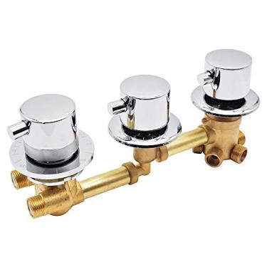 Imagem de Torneiras de chuveiro termostáticas 2/3/4/5 saída 10/12,5 cm válvula de mistura de latão válvula de desvio de temperatura misturadora controle de banheiro, cartucho de latão, cabo 2/3