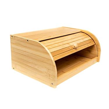 Imagem de Porta Pão em Bambu Com Tampa Retratil Organizador de Cozinha 40 x 27cm Natural Premium Clássico