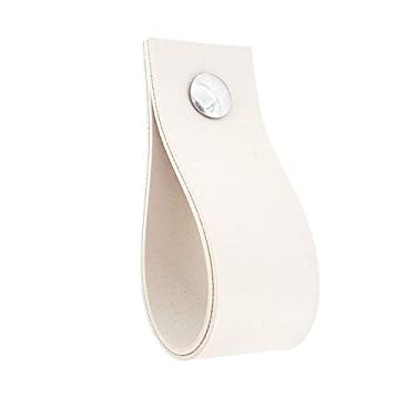 Imagem de Puxador Doko Parafuso - Textura de Couro Creme - Parafuso Cromado