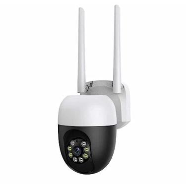 Imagem de Câmera de segurança externa WiFi 1080P para casa, câmera de vigilância PTZ IP, alarme de sinalizador inteligente visão noturna colorida áudio bidirecional detecção de movimento