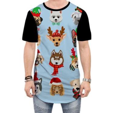 Imagem de Camiseta Long Line Cão Cachorro Animal Gorro Natal - Estilo Vizu