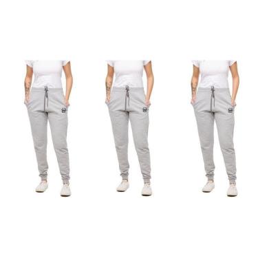 Imagem de Kit 03 Calças de Moletom Jogger Feminina Slim Sport Wooks-Feminino