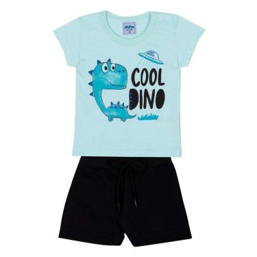 Imagem de Conjunto Bebê Menino Camiseta E Bermuda Dino Serelepe Azul-Masculino