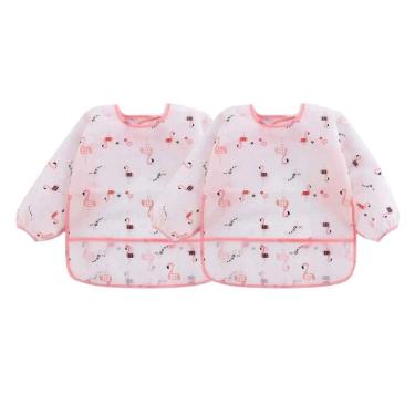 Imagem de Babador Manga Longa Impermeável BLW Kit 2Unds Flamingo