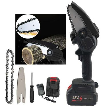 Imagem de Mini Motosserra Eletrica De Mao 48V Sem Fio Portatil Corta Lenha Galhos Bambu Madeira Jardinagem