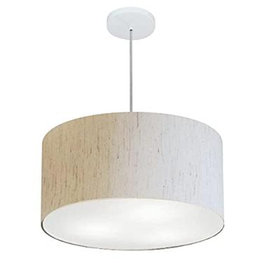 Imagem de Lustre Pendente Cilíndrico Cúpula Tecido 45x25 cm, Vivare Iluminação, Pendente4242 LLA-35, Linho Bege, Médio
