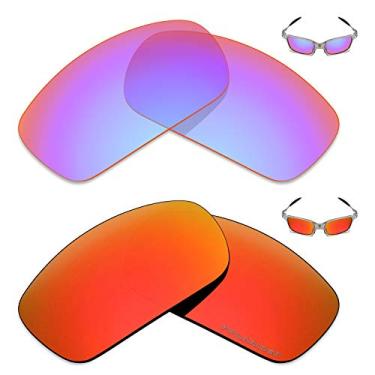 Imagem de Mryok+ 2 pares de lentes polarizadas de substituição para óculos de sol Oakley X Squared – Rosa cobalto/vermelho fogo