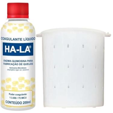 Imagem de Coagulante Líquido Coalho Ha-la 200ml + Forma Queijo Minas Frescal Ricota 500g Fazer Queijo Caseiro
