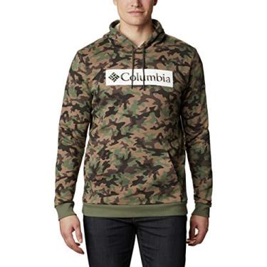 Imagem de Columbia Moletom com capuz masculino com logotipo impresso, camuflagem cipreste, médio