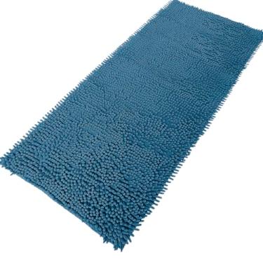 Imagem de Tapete Passadeira Bolinha Em Microfibra Antiderrapante 50x100cm Macio Azul