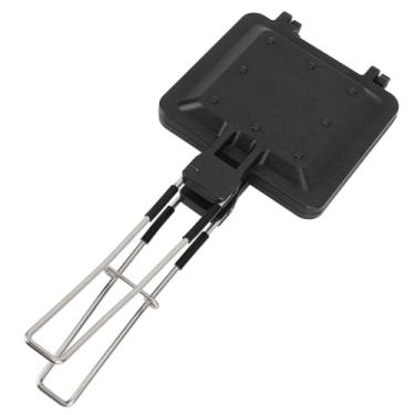 Imagem de Frigideira de dupla face, frigideira para café da manhã com grelha de liga de alumínio e alça dobrável, frigideira antiaderente para sanduíches e café da manhã em acampamentos