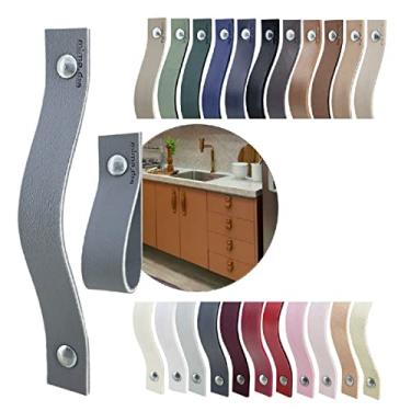 Imagem de Puxador Alça Full Parafuso para Móveis Armário Guarda Roupa Gaveta Porta Baús Caixas Bandeja Cesto Tábua Cor Textura de Couro (Cinza Médio)