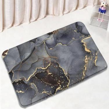 Imagem de Conjuntos de tapetes de banho de mármore preto linhas cinza douradas arte geométrica abstrata criativa casa decoração de banheiro tapetes tampa de vaso sanitário, DD, 809SD, 75 x 45 cm, 29,5 x 17,7 p