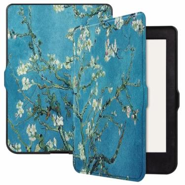 Imagem de ZZOUGYY Capa E-Reader para Kobo Nia 15.2 cm (versão 2020), ultrafina, leve, com função hibernar/despertar automática, capa de couro fólio para e-book Kobo Nia 2020 (flores de damasco)