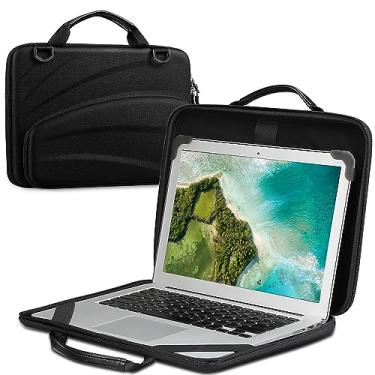 Imagem de Fintie Finpac Chromebook Sleeve Case - Pasta Protetora Bolsa de Ombro com Bolsa de Acessórios Para Macbook de Até 14 "Samsung Dell Acer Asus Lenovo HP Laptop Notebook Ultrabook, 13-14 Polegadas, Preto