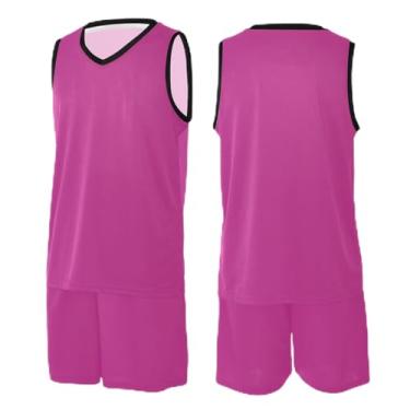 Imagem de CHIFIGNO Camiseta de basquete verde preta gradiente, camisa de tiro de basquete, camiseta de treino de futebol PPS-3GG, Dégradé vermelho rosa, P