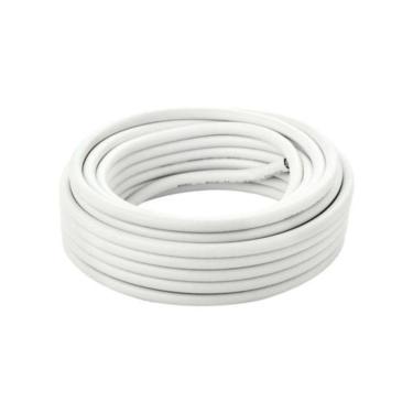 Imagem de Cabo coaxial RG6 15m branco com conectores para TV ou câmera
