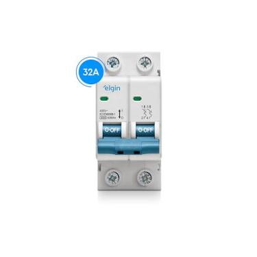 Imagem de Disjuntor Bipolar MCB Curva C 3KA 32A Elgin - 2 Polos, 32 Amperes, Mini
