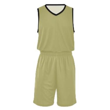 Imagem de CHIFIGNO Camisetas de basquete gradiente verde amarelo para meninos, tecido macio e confortável, camisetas de futebol para crianças de 5 a 13 anos, Cáqui escuro, GG