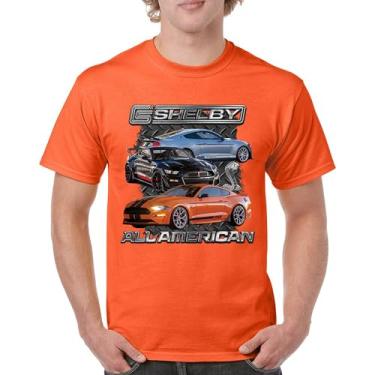 Imagem de Camiseta masculina Shelby All American Cobra Mustang Muscle Car Racing GT 350 GT 500 Performance Powered by Ford, Laranja, 5G