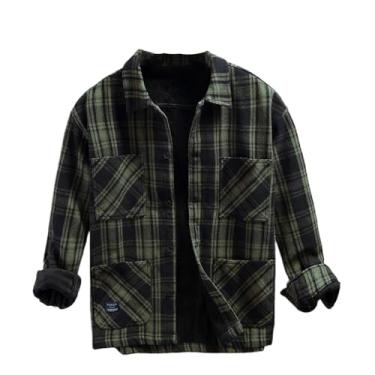 Imagem de Camisetas masculinas xadrez grossas e quentes para primavera outono clássica combina com tudo de lã confortável para uso ao ar livre, Z228 En8, P