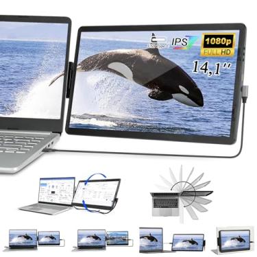 Imagem de 14 polegadas Monitor portátil para laptop, FHD IPS USB HDMI rotativo tela de laptop compatível com Mac,PC,Chrome,Windows, Plug and Play monitor para laptop