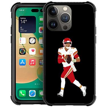 Imagem de DJSOK Capa compatível com iPhone 14 Pro, futebol A1978 com 4 cantos, proteção à prova de choque, silicone macio, TPU e capa traseira com padrão de PC rígido para iPhone 14 Pro