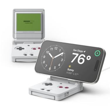 Imagem de elago Suporte de carregamento MS W5 compatível com carregador MagSafe – design clássico de console de jogos, suporte de silicone compatível com iPhone [cinza claro][cabo de carregamento não incluído]