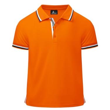 Imagem de WENTTUO Camisa polo para meninos, manga curta, abotoada, absorção de umidade, camisas de golfe para meninos, uniformes escolares, tênis, camisas polo, Cubpo03043-Laranja fluorescente, 15-16 Anos
