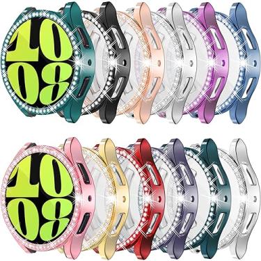 Imagem de [Pacote com 12] Capa protetora de tela RICHONE Bling compatível com Samsung Galaxy Watch 6 de 40 mm, proteção total HD, capa protetora de TPU flexível antirarranhões para mulheres (SM-R930 40 mm)