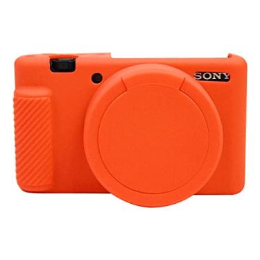 Imagem de Easy Hood Capa de câmera para câmera Sony ZV-1 capa de lente removível, capa de silicone macio antiarranhões compatível com câmera Sony ZV-1 ZV1 (laranja)