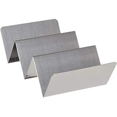 Imagem de Suporte de taco de metal – bandejas de taco de aço inoxidável – seguras para lava-louças, forno e churrasqueira – Ótimo para sanduíches e cachorros-quentes também (1)