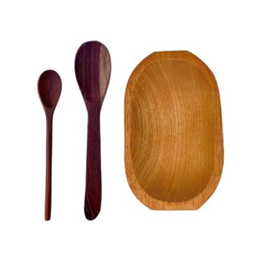 Imagem de Kit Gamela/Caiacão, Colher de pau p/Mingau e Colher p/Arroz