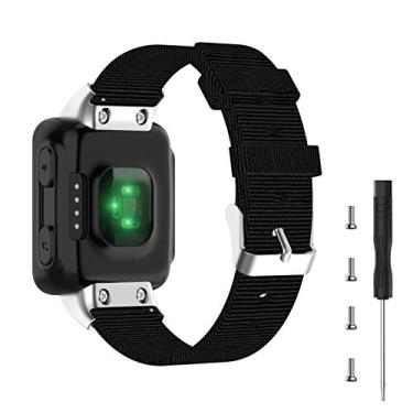 Imagem de Weinisite Pulseira de relógio para Garmin Forerunner 35, pulseira esportiva de lona preta com fivela, adequada para Garmin Forerunner 35/30, tamanho 233 mm x 2.0 mm
