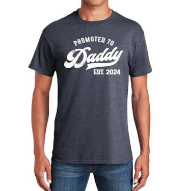 Imagem de Camiseta Promoted to Daddy 2023 Humor Engraçado Novo Pai Bebê Primeira Vez, #1 Azul-marinho mesclado, XG
