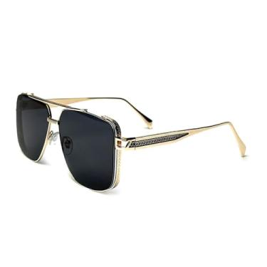 Imagem de Óculos de sol polarizados gradiente quadrado metal armação masculina moda vintage feminino uv400 condução pesca o melhor presente, c01, preto