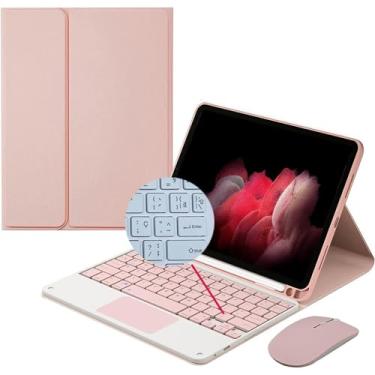 Imagem de para Samsung Galaxy Tab S9 Plus / S9 FE Plus 12.4" 2023, Capa teclado ABNT2 touchpad Retro com teclas Quadrados e mouse Teclado colorido bonito Teclado sensível ao toque removível Capa -rosa