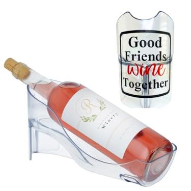 Imagem de Fridge Wine Saver – Suporte para garrafa de vinho para geladeira – Organizador de armazenamento de vinho na geladeira ou na mesa – Use para tamanho padrão e grande 1,5 L – Edição Good Friends Wine