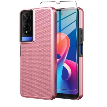 Imagem de Mocotto Capa de telefone TCL 50 XE 5G TCL 50 XE Nxtpaper 5G com protetor de tela de vidro temperado, capa de telefone de proteção resistente à prova de choque de camada dupla para 50 XE 5G (ouro rosa)