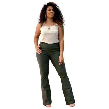 Imagem de Calça Feminina Bengaline Flare Confortável Social PP ao G4 Plus Size